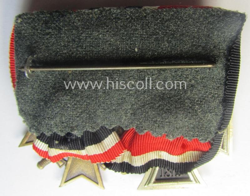 Two-pieced medal-bar (ie. 'Orden- o. Doppelspange') showing resp. an: 'Eisernes Kreuz II. Kl.' and a: 'Kriegsverdienstkreuz II. Klasse mit Schwn.' that both come period-mounted as a: 'Doppelspange' — image 3