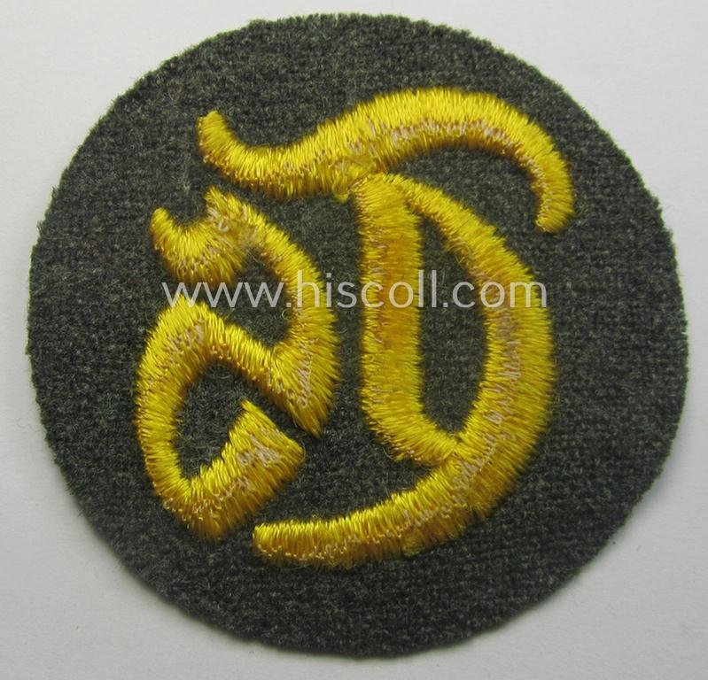 WH (Heeres) machine-embroidered, trade- and/or special-career insignia (ie. 'Tätigkeitsabzeichen') as executed on a field-grey-coloured background as was specifically intended for a: 'Truppensattlermeister' — image 2