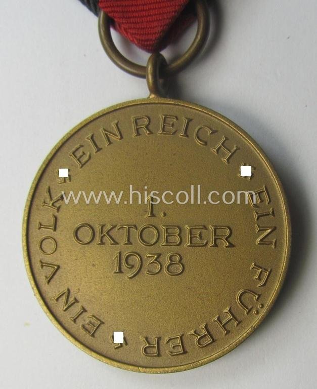 WH Czech-occupation- (ie. 'Anschluss'-) medal: '1. Oktober 1938' that comes with its period-attached 'PB-Spange' and that comes stored in its bordeaux-red-coloured- and/or non-maker-marked etui — image 6