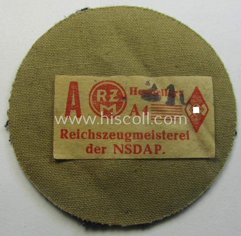 Interesting - and hardly ie. even never used! - 6-pieced (and almost complete), DJ- (ie. 'Deutsches Jungvolk in der HJ') insignia-set comprising of 6 darker-blue-toned rank-patches (ie. 'Rangzeichen') of which one still holds its period 'RzM'-etiket — image 4