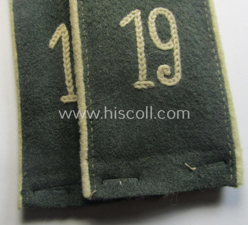Pair of WH (Heeres) neatly 'cyphered', EM-type shoulderstraps: 'Soldat des Infanterie-Rgts. 19' — image 2
