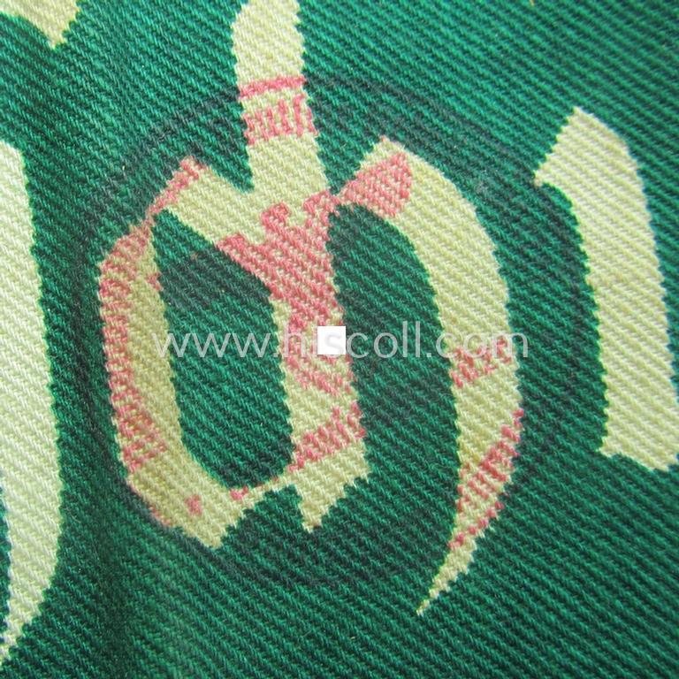 Minimally used - and most certainly rarely seen! - 'N.S.D.A.P.'- (ie. 'Luftschutz'-) related armband (ie. 'Armbinde') being of the 'entirely printed'-type showing a swastika and text: 'Luftschutz NSDAP' — image 2