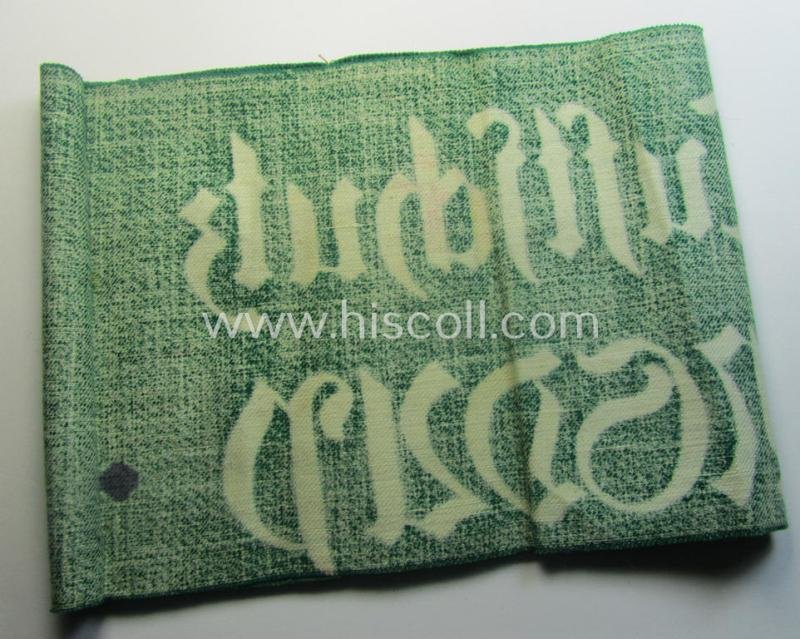 Minimally used - and most certainly rarely seen! - 'N.S.D.A.P.'- (ie. 'Luftschutz'-) related armband (ie. 'Armbinde') being of the 'entirely printed'-type showing a swastika and text: 'Luftschutz NSDAP' — image 4
