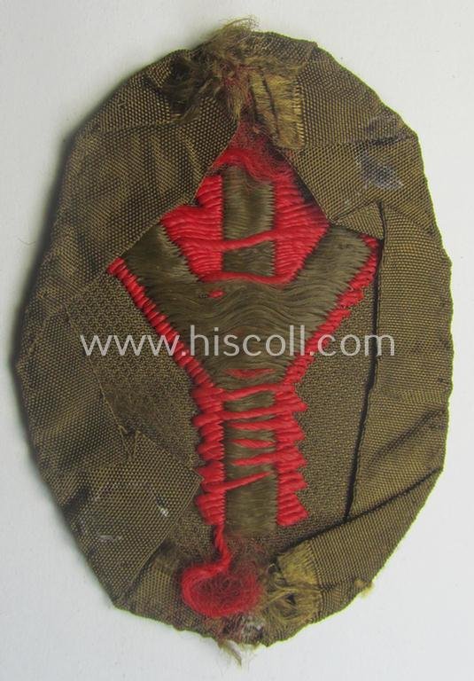 Truly used, SA (ie. 'Sturmabteilungen') trade- or specialist-armbadge as executed in neat 'BeVo'-weave pattern as was intended for usage by a: 'Sanitäts-Unterführer o. Mann' (ie. 'SA-Feldscher' or medical orderly) — image 2