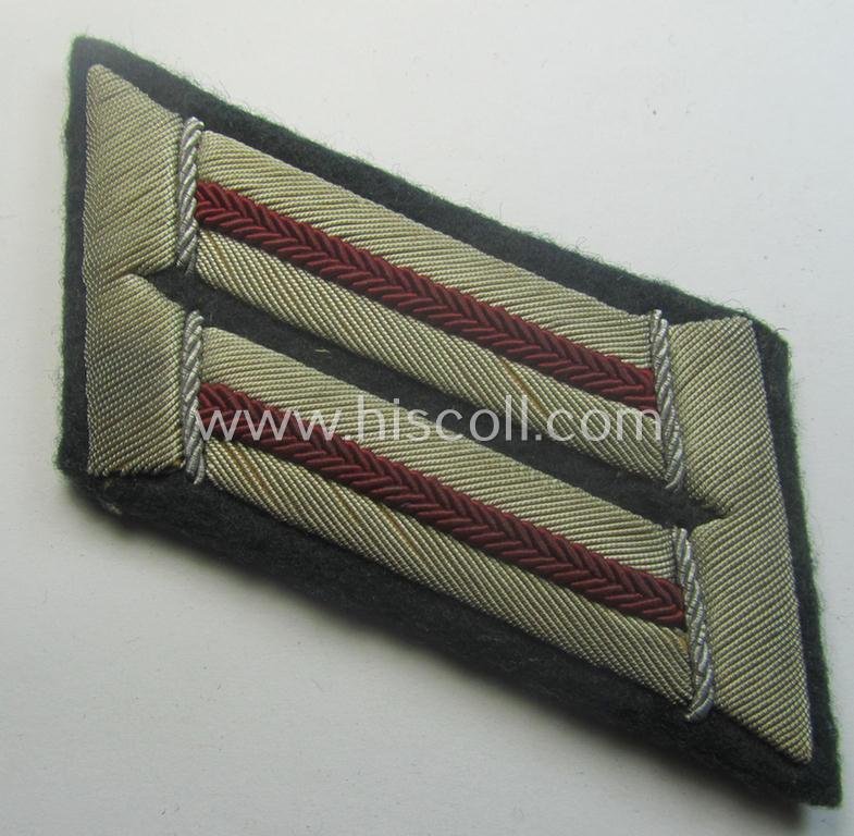 Fully matching - and just moderately used! - pair of WH (Heeres) hand-embroidered, officers'-type collar-tabs (ie. 'Kragenspiegel für Offiziere') as was intended for - and/or clearly worn by! - an: 'Offizier der Nebelwerfer-Trpn.' — image 2