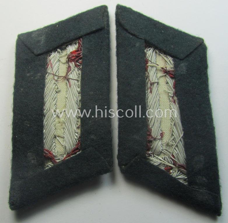 Fully matching - and just moderately used! - pair of WH (Heeres) hand-embroidered, officers'-type collar-tabs (ie. 'Kragenspiegel für Offiziere') as was intended for - and/or clearly worn by! - an: 'Offizier der Nebelwerfer-Trpn.' — image 3