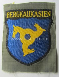 'BeVo'-type armshield (of the second pattern!) entitled: 'Bergkaukasien', being a …