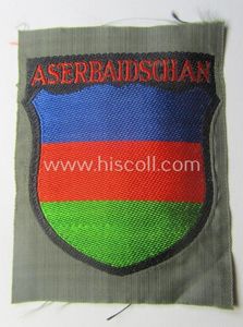 'BeVo'-type armshield entitled: 'Aserbaidschan', being a piece as intended for …