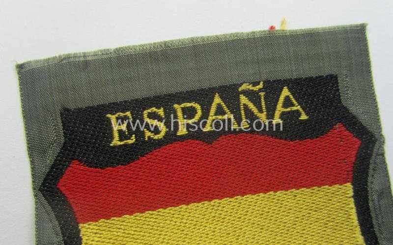 'BeVo'-type armshield entitled: 'España' (being a 'virtually mint- ie. unissued' example as was intended for a volunteer who served within the 'Deutsche Wehrmacht' ie. within the famous 'Blue Division' ie. 'Blauer Division') — image 2