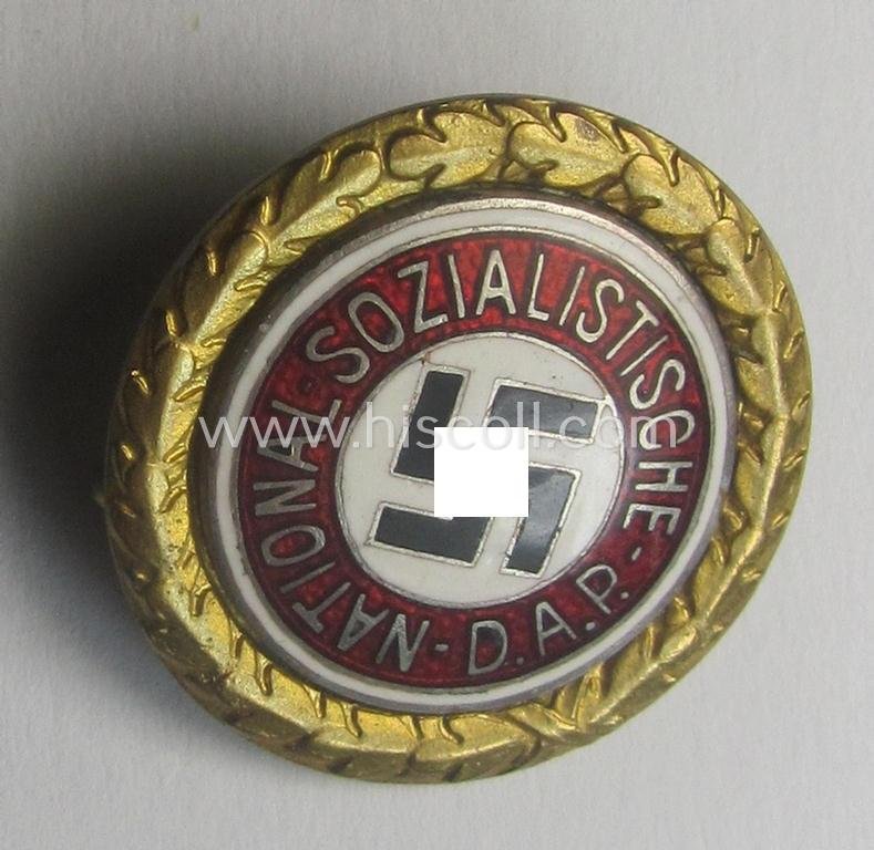 Stunning - and rarely seen! - 'Goldenes Ehrenzeichen der N.S.D.A.P.' (or: 'kleines Partei-Abzeichen für den Zivilanzug') being a smaller-sized- and (typical) non-maker-marked 'variant' showing the unique bearers'-number that reads: '67337' — image 4
