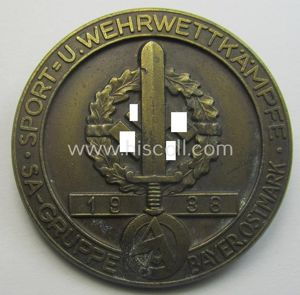 Commemorative - and fairly luxuriously-styled! - golden-bronze-toned SA- (ie. 'Sturmabteilungen'-) …