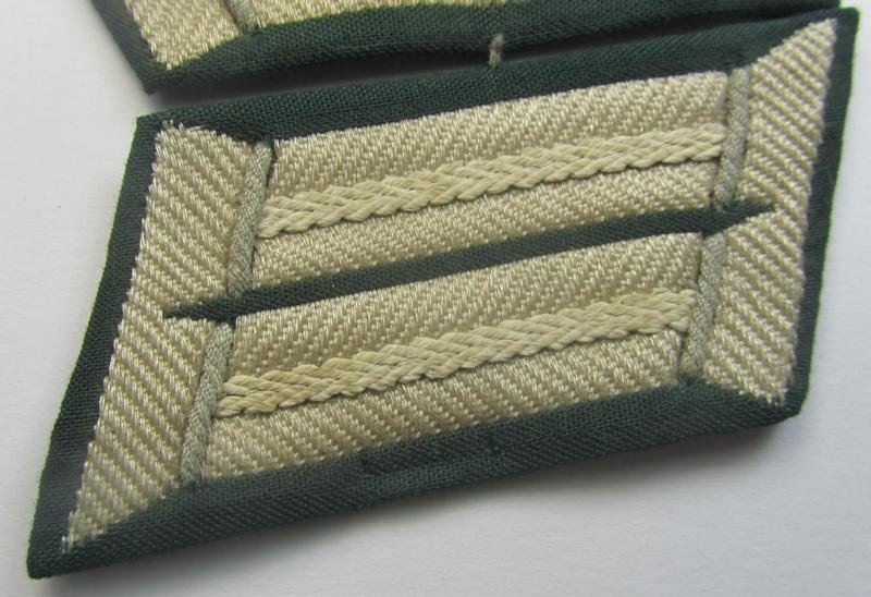 WH (Heeres) pair of (later-war-pattern) officers'-type collar-tabs (ie. 'Kragenspiegel für Offiziere') as executed in 'BeVo'-weave pattern as was intended for an officer serving within the: 'Infanterie-Trpn.' — image 2