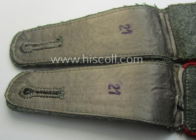 Pair of early- (ie. mid-) war-period WH (Heeres), 'M40'- (ie. 'M43-) pattern 'cyphered' EM-type shoulderstraps (with firmly-attached 'Überschuben'!): 'Soldat u. Mitglied des Veterinär-Abtlgs. 12' — image 5