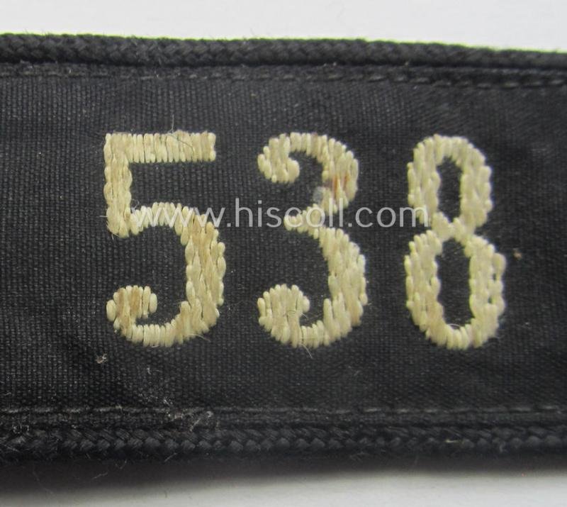 Single, black-piped so-called: 'DJ- o. Deutsches Jungvolk' shoulderstrap as was intended for usage by a: 'DJ-Mitglied' who served within the (Austrian-based): 'Bann 538' (538 = 'Gmunden') — image 2