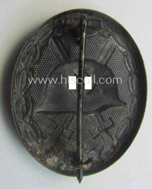 Moderately used- and/or worn black-class wound-badge (or: 'Verwundeten-Abzeichen in Schwarz') being a typical non-maker-marked example — image 2