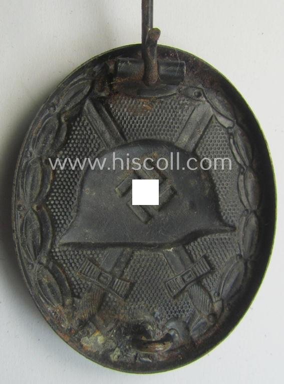 Moderately used- and/or worn black-class wound-badge (or: 'Verwundeten-Abzeichen in Schwarz') being a typical non-maker-marked example — image 3