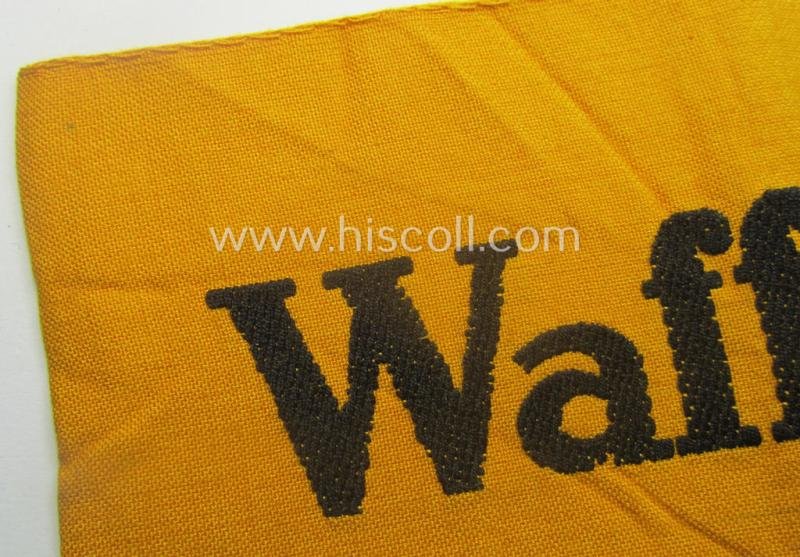 Golden-yellow-coloured- and/or linnen-based armband (ie. 'Armbinde') entitled: 'Waffen-SS' — image 2