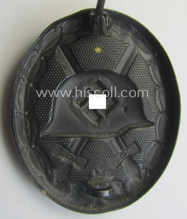 Minimally used- and/or hardly worn black-class wound-badge (or: 'Verwundeten-Abzeichen in Schwarz') being a typical non-maker-marked (and non-magnetic!) example — image 3