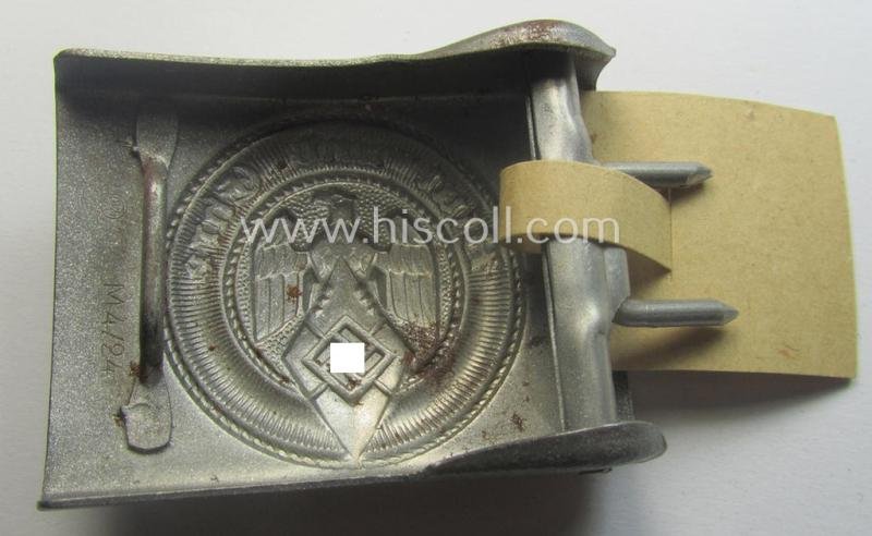 'Virtually mint' - and actually very scarcely encountered! - 'HJ- o. Hitlerjugend'-belt-buckle being a clearly maker- (ie. 'RzM M4/24'- ie. 'FLL') marked example that comes with its period-attached makers'-etiket — image 4