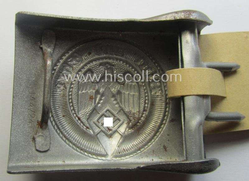 'Virtually mint' - and actually very scarcely encountered! - 'HJ- o. Hitlerjugend'-belt-buckle being a clearly maker- (ie. 'RzM M4/24'- ie. 'FLL') marked example that comes with its period-attached makers'-etiket — image 5