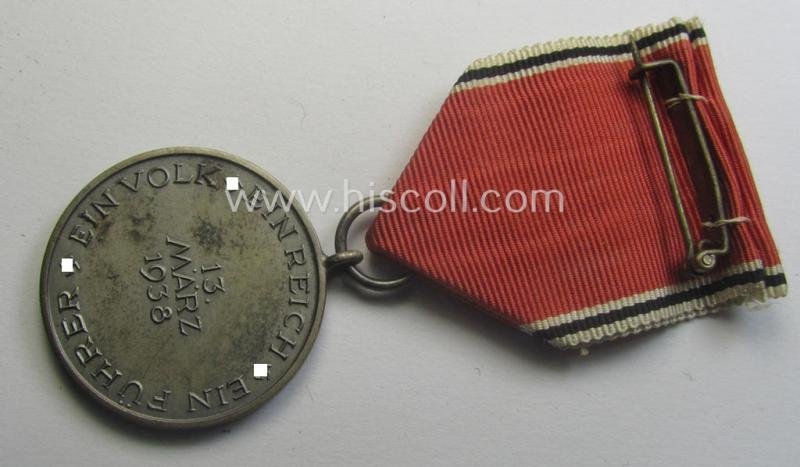 WH Austrian-occupation- (ie. 'Anschluss'-) medal: '13. März 1938' being a very attractive (albeit somewhat tarnished) example that comes stored in its bright-red-coloured- and/or typical non-maker-marked etui as issued — image 5