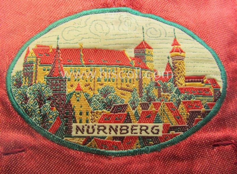 'Patriotic-styled', N.S.D.A.P.-related vehicle- ie. bicycle-flag (ie. 'Fahrrad-Fahne') depicting on one side an interwoven illustration of three men holding a statue of a 'Reichsadler'-device coupled with the text: 'Reichsparteitag 1937' — image 4