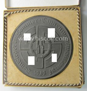Regrettably damaged, earthenware (ie. 'Allach'-produced!): 'SS-Siegerplakette' as was issued during …