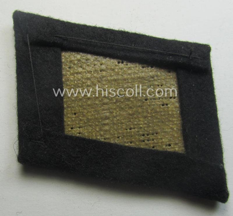 Waffen-SS EM-pattern rank-collar-rank-tab ('Kragenspiegel') being a 'standard-issue'-pattern example as executed in black-coloured wool as was intended for usage by an: 'SS-Mann' — image 2