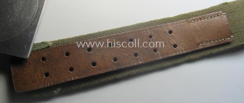 WH (Heeres ie. LW etc.) 'tropical-issue'- belt (ie. 'Koppelriemen') being a 80 cms.-sized- and typical non-maker-marked example — image 3