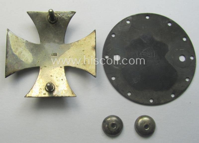 Very unususal, WWI-period Iron Cross 1st class (or: 'EK 1. Klasse') being a typical non-maker-marked example that comes mounted onto its functional 'screw-back'- (ie. 'an der Schraube'-) set-up — image 5