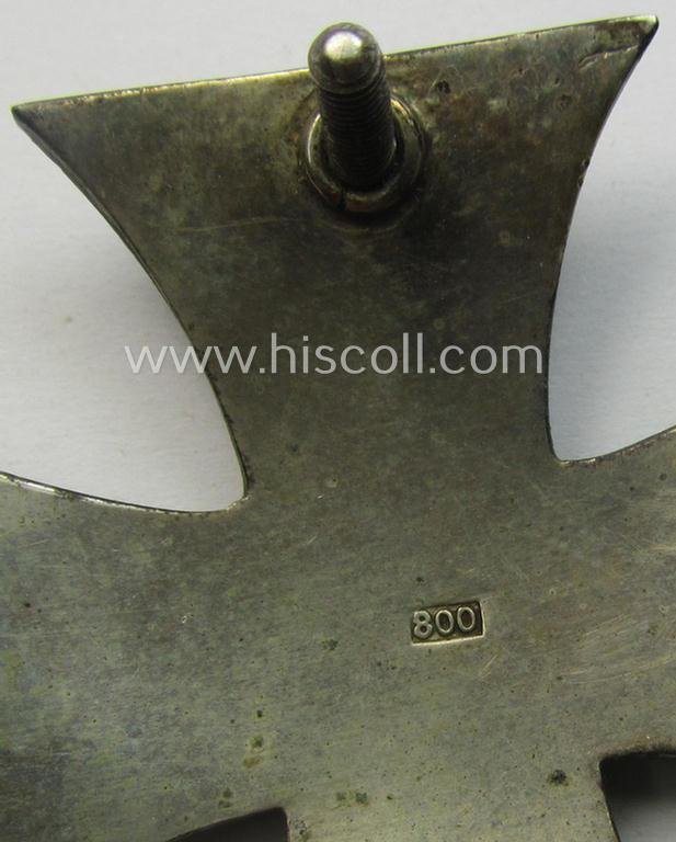 Very unususal, WWI-period Iron Cross 1st class (or: 'EK 1. Klasse') being a typical non-maker-marked example that comes mounted onto its functional 'screw-back'- (ie. 'an der Schraube'-) set-up — image 7