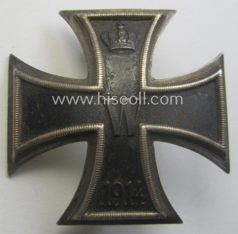 Very unususal, WWI-period Iron Cross 1st class (or: 'EK 1. Klasse') being a typical non-maker-marked example that comes mounted onto its functional 'screw-back'- (ie. 'an der Schraube'-) set-up — image 8