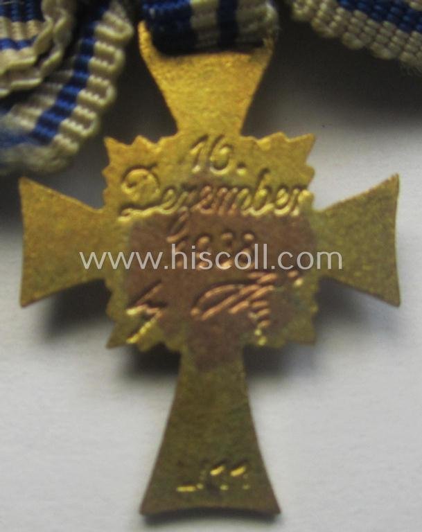 Miniature of an: 'Ehrenkreuz der deutschen Mutter - erste Stufe' (or: golden-class mothers'-cross) being a neatly maker- (ie. 'L/11'-) marked example that comes in an overall nice- (albeit moderately worn- ie. used-), condition — image 3