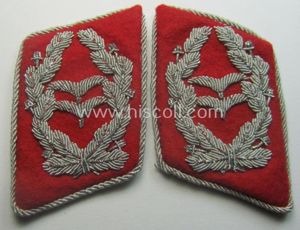 Pair of neatly hand-embroidered, WH (Luftwaffe) officers'-type collar-patches as executed …