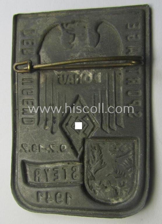 Austrian, HJ- (ie. 'Hitlerjugend'-) related day-badge (ie. 'tinnie' or: 'Veranstaltungsabzeichen') as was issued to commemorate a HJ-related event and that is entitled: 'Sporttag der Jugend - Oberdonau - Steyr - 9.7. - 13.7.1941' — image 2
