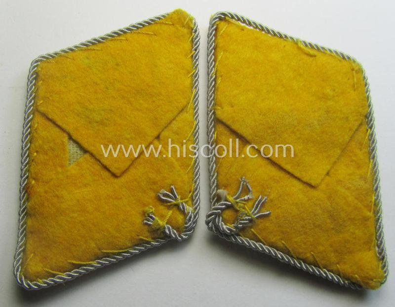 Pair of - fully matching! - WH (Luftwaffe) officers'-type collar-patches (ie. 'Kragenspiegel für Offiziere der LW') as executed in golden-yellow-coloured wool as was intended for usage by a: 'Oberstleutnant der Flieger- o. Fallschirmjäger-Trpn.' — image 3