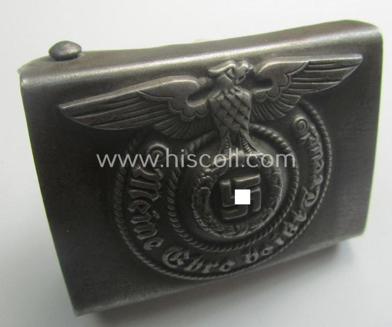 Waffen-SS, enlisted-mens'- (ie. NCO-type-) belt-buckle (being a typical 'RzM - 155/43 - SS'-marked and thus by: 'Assmann'-produced example) that comes in a clearly used- ie. worn, condition — image 3