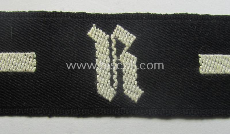RAD (ie. 'Reichsarbeitsdienst') EM- (ie. NCO-) pattern, commemorative cuff-title (ie. 'Dienstärmelstreifen') depicting a capital 'R'-character (as was intended for the EM-/NCO-staff working on the various 'Westwall'-fortifications) — image 2