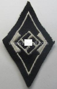 Waffen-SS-pattern, machine-embroidered and/or black- and white-coloured sleeve-insignia (ie. 'Ärmelraute') depicting …