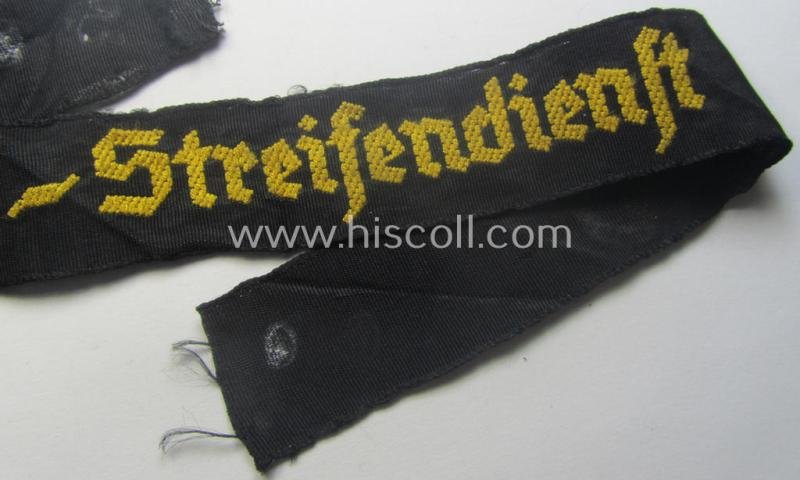 Superb example of the - actually quite scarcely encountered! - HJ ('Hitlerjugend') armband ie. cuff-title, entitled: 'HJ-Streifendienst' (being a full-length example that was carefully tunic- and/or shirt-removed) — image 3
