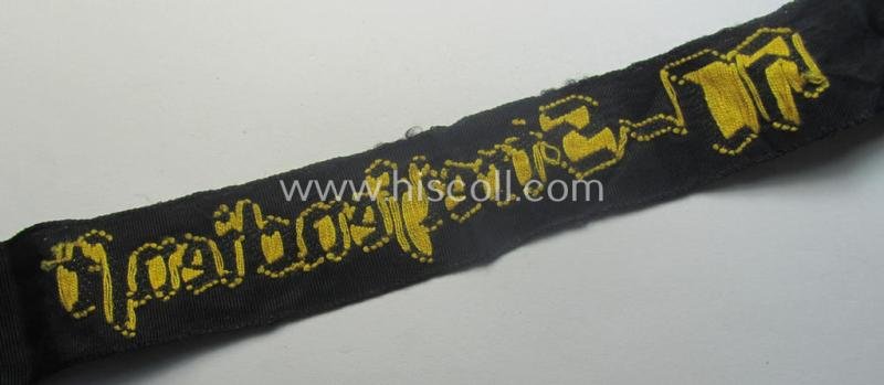 Superb example of the - actually quite scarcely encountered! - HJ ('Hitlerjugend') armband ie. cuff-title, entitled: 'HJ-Streifendienst' (being a full-length example that was carefully tunic- and/or shirt-removed) — image 5