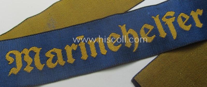 Truly worn- and/or tunic-removed, EM-pattern WH (Kriegsmarine) cuff-title (ie. 'Ärmelstreifen') entitled: 'Marinehelfer' — image 3