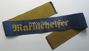 Truly worn- and/or tunic-removed, EM-pattern WH (Kriegsmarine) cuff-title (ie. 'Ärmelstreifen') …