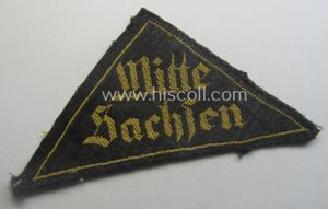 Early-pattern, 'HJ' ('Hitlerjugend') district-triangle (ie. 'Gebietsdreieck') entitled: 'Mitte Sachsen'