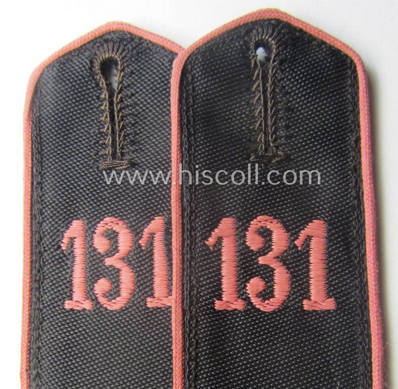 Pair of bright-pink-piped so-called: 'Motor-HJ'-shoulderstraps as was intended for a: 'Hitlerjunge' who served within the 'Bann 131' (131 = 'Bann Hamm' in the 'Gebiet West Westfalen' — image 2