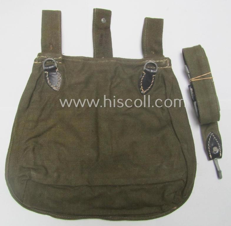 Mid- ie. later-war-period 'M31'-type, WH (Heeres ie. Waffen-SS etc.) 'Brotbeutel' onto its period strap (both being 'RbN.0/0156/0030'-marked examples!) that come both in a 'virtually mint- ie. unissued' condition — image 2