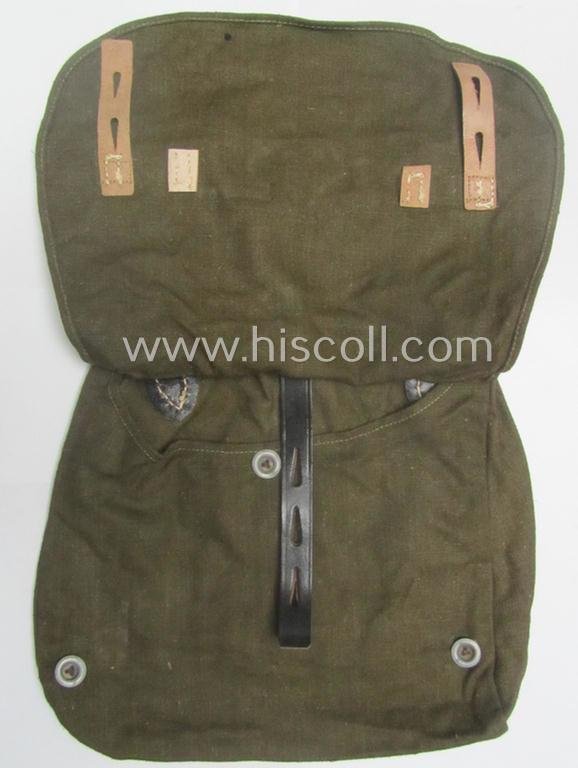 Mid- ie. later-war-period 'M31'-type, WH (Heeres ie. Waffen-SS etc.) 'Brotbeutel' onto its period strap (both being 'RbN.0/0156/0030'-marked examples!) that come both in a 'virtually mint- ie. unissued' condition — image 4