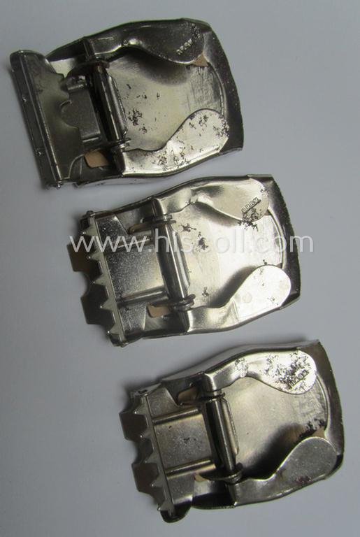 Attractive - and actually unusually seen! - smaller-sized, silver-toned (ie. chromed metal-based) patriotic belt-buckle (ie. 'N.S.D.A.P.'-supportive-piece) being a 'virtually mint- ie. unissued' example that shows some (minimal) rust-staining — image 9