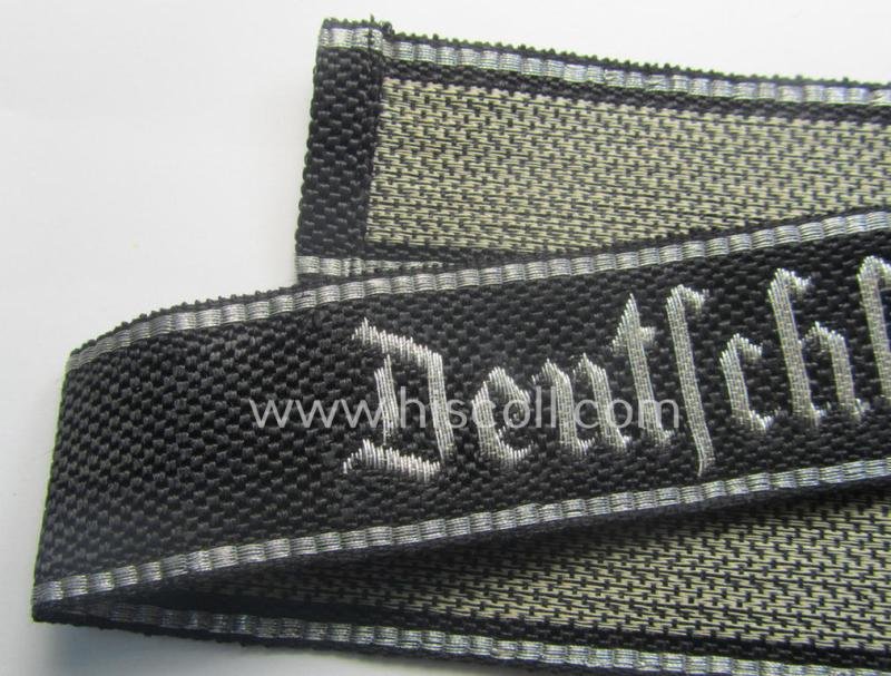 Stunning, Waffen-SS officers-type, 1939/40-pattern cuff-title (ie. 'Ärmelstreifen') as executed in flat-wire 'BeVo'-weave-pattern (in Gothic-styled script!) for an officer who served within the: SS-Rgt. 'Deutschland' (2. SS-Pz-Div. 'Das Reich') — image 2