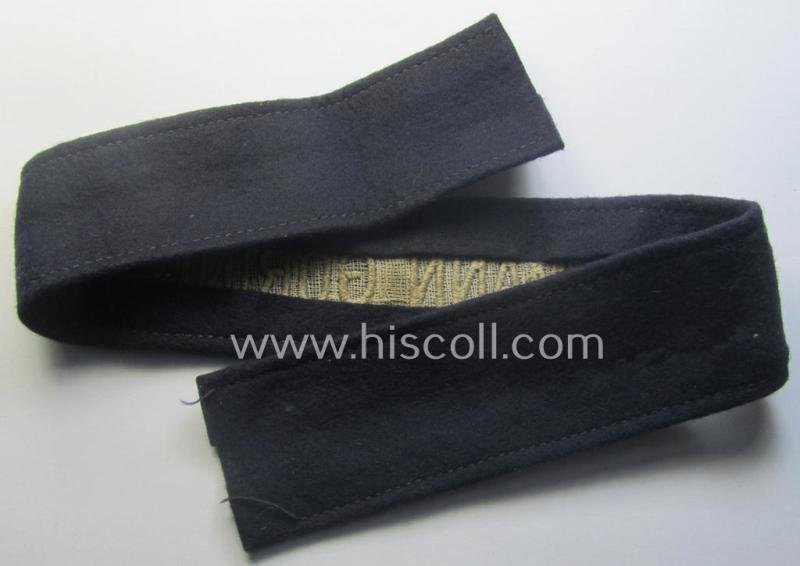 Typical 'smooth-woolen'-based, enlisted-mens'- (ie. NCO-) pattern WH (Luftwaffe) cuff-title (ie. 'Ärmelstreifen') entitled: 'Hermann Göring' (being an I deem presumably issued- albeit never worn nor tunic-attached and minimally damaged example) — image 4